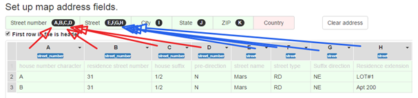 set up address fields