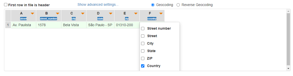 If a column of data does not belong to this standard formation of the address, just ignore it