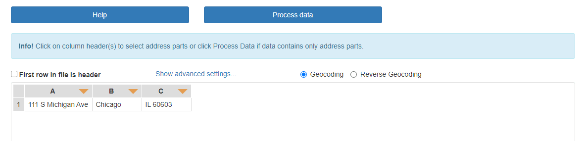 enter the workflow for batch geocoding