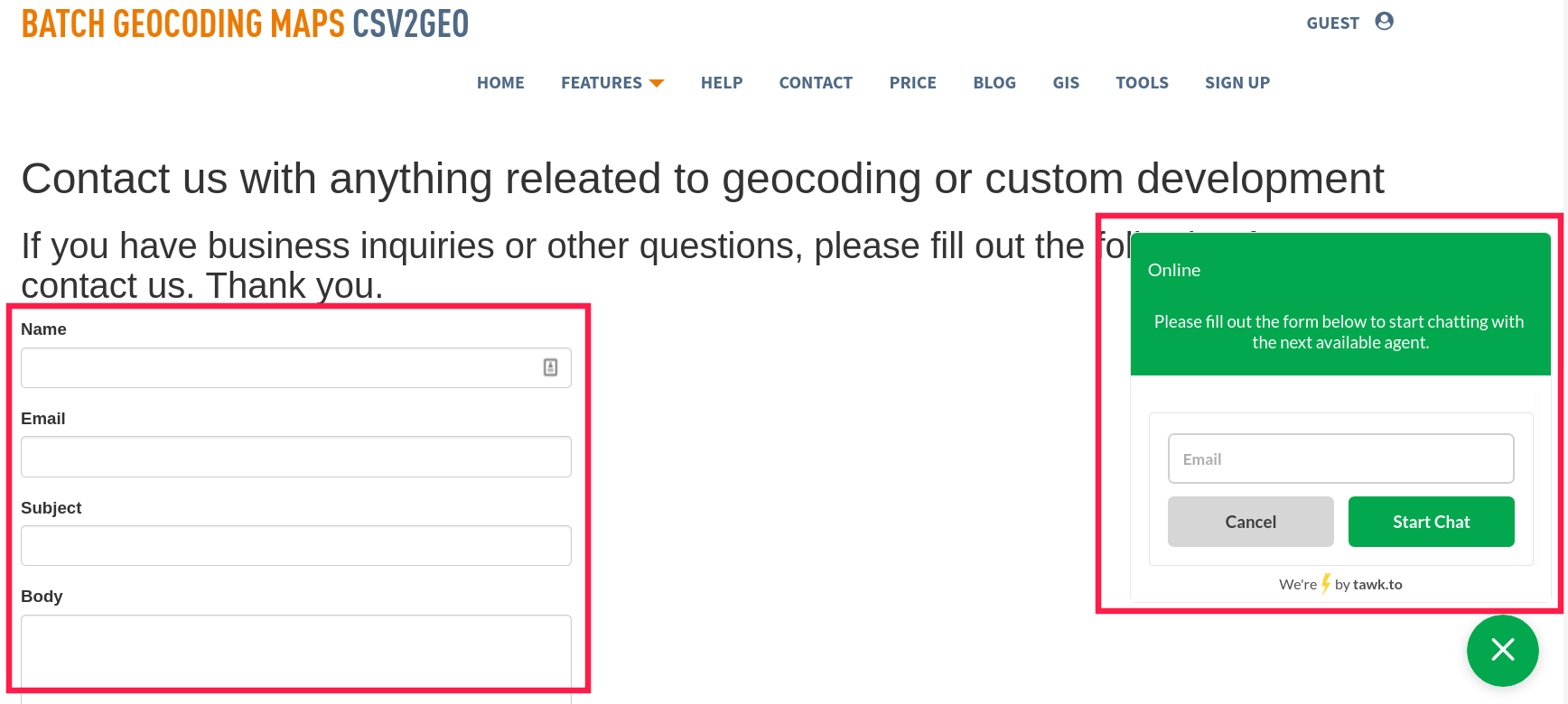 contact us with anything relaetd to geocoding 
