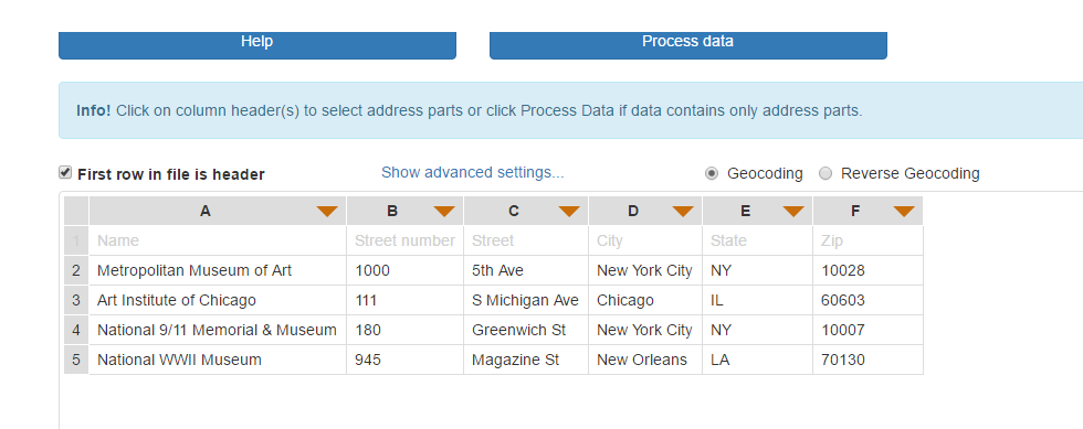 Loaded input file data