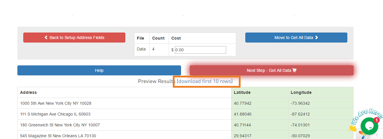 download first ten rows for preview