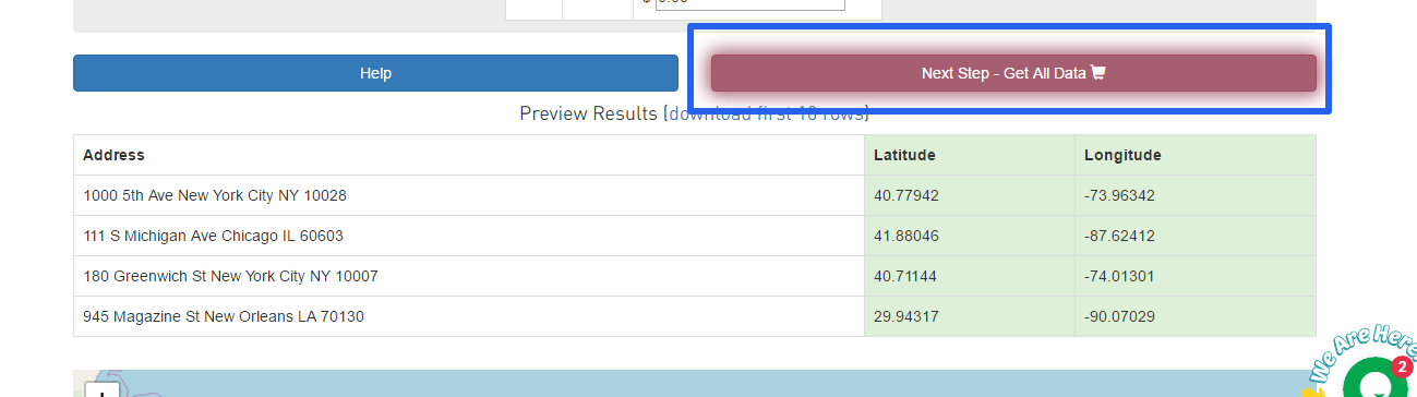 Get all data for geocoding