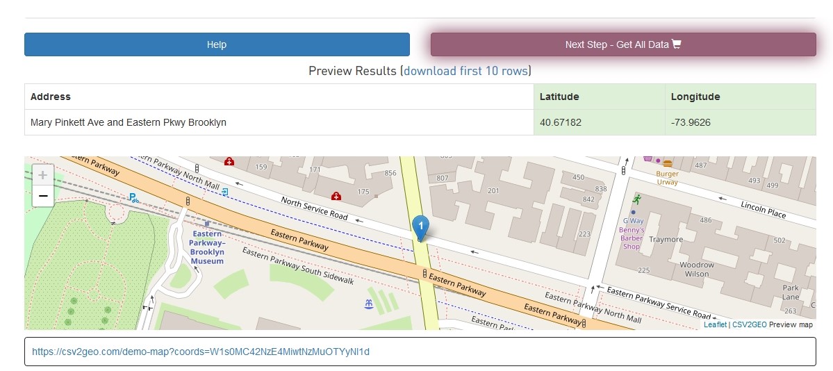 display the preview of geocoded batch