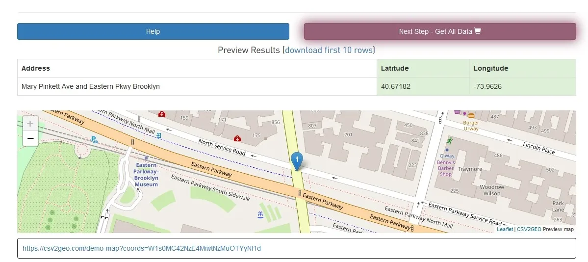 display the preview of geocoded batch