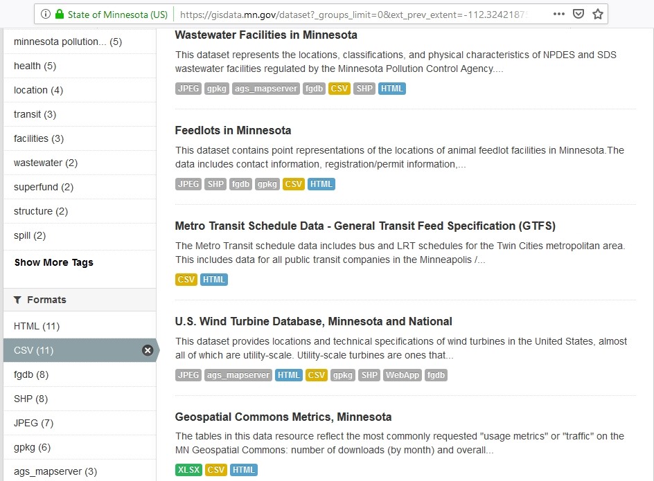 gis database in Minnesota