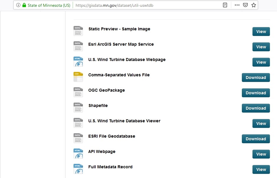 Minnesota government database URL for download