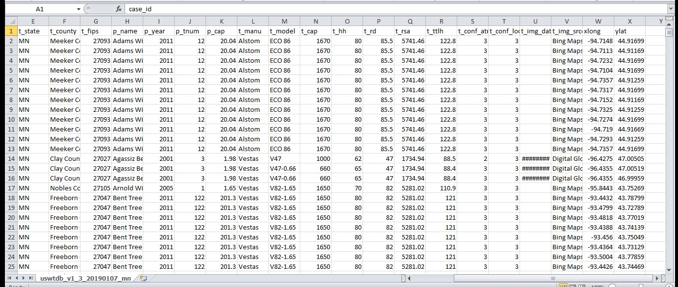 excel file with batch geocoded results