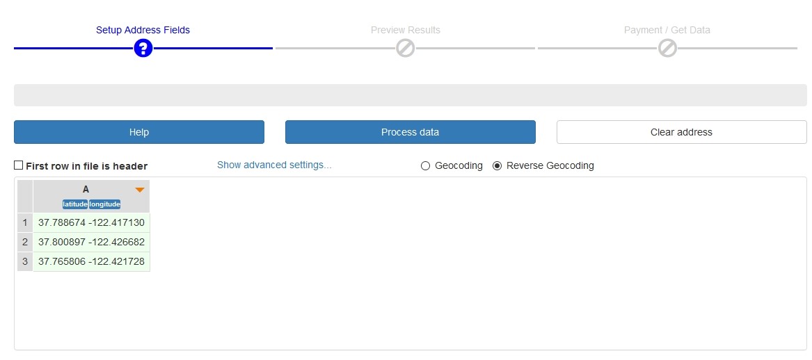 select latitude and longitude in grid